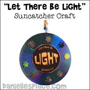 "Let There be Light" CD Suncatcher Craft for Children's Ministry from www.daniellesplace.com