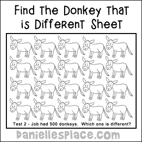 sunday school job had 500 donkeys Test2 bible activity sheet
