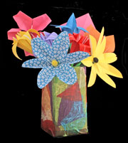 craft origami glower arrangement in paper mache vase