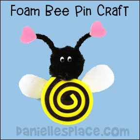 Foam Bee Pin Craft for Kids from www.daniellesplace.com