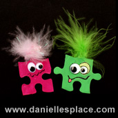 Monster Magnet or Pin Puzzle Piece Craft for Kids www.daniellesplace.com
