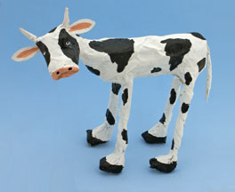 cow newspaper sculpture craft for kids