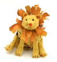 lion newspaper sculpture craft