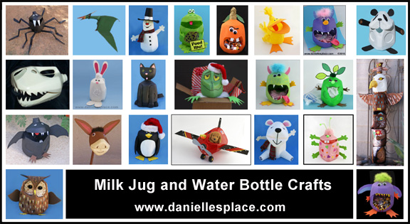 Milk jug and water Bottle Crafts for Kids www.daniellesplace.com