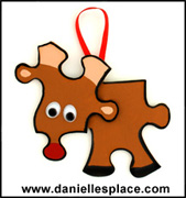 reindeer puzzle piece Christmas Ornament www.daniellesplace.com