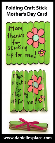 Craft Stick Folding Mother's Day Card Craft www.daniellesplace.com