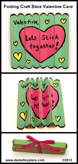 Folding Craft Stick Valentine's Day Card Craft www.daniellesplace.com