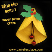 Paper plate Christmas Bell Craft for children from www.daniellesplace.com Copyright 2012