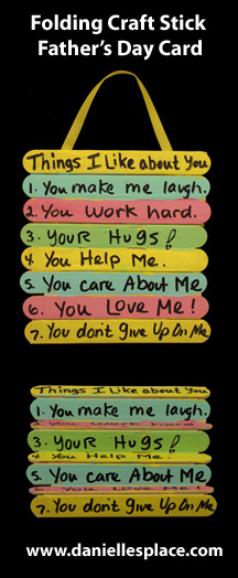 "Things I Love About You" Folding Craft Stick Father's Day Card Craft for Kids www.daniellesplace.com
