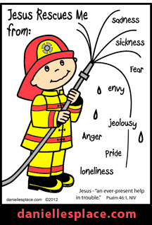 "Jesus Rescues Me From:" Bible Verse Coloring Sheet for Sunday School