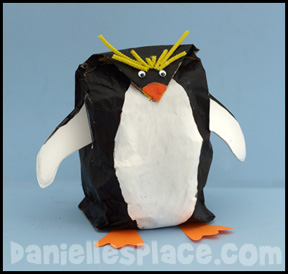Macroni Penguin Paper Bag Craft www.daniellesplace.com