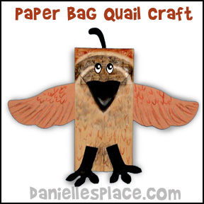 Quail Paper Bag Puppet Craft from www.daniellesplace.com
