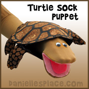 Turtle Sock Puppet from www.daniellesplace.com