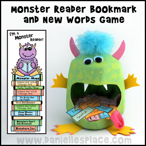 Monster Reader Reading Program with Monster Bookmark and New Words Monster Game from www.daniellesplace.com