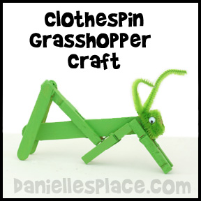 Grasshopper Clothes Pin Craft for Kids from www.daniellesplace.com