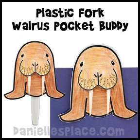 Walrus Pocket Buddy Craft Made from a Bent Plastic Fork from www.daniellesplace.com