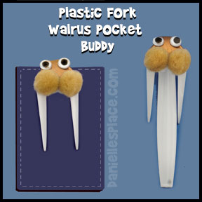 Walrus Craft Made from a Bent Fork - Walrus Pocket Buddy Craft from www.daniellesplace.com