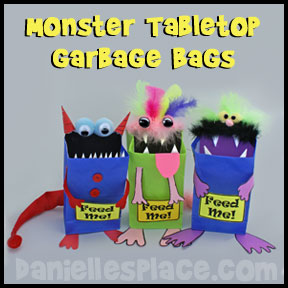 Monster-craft-tabletop Garbage Back Back-to-school craft from www.daniellesplace.com