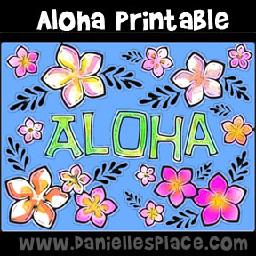 Aloha Sign Printable Coloring Sheet for Hawaii Thematic Unit from www.daniellesplace.com