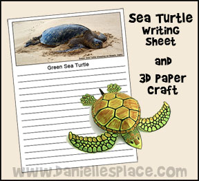 Sea Turtle Writing Sheet Hawaii Learning Activity and 3D Paper Turtle Craft from www.daniellesplace.com