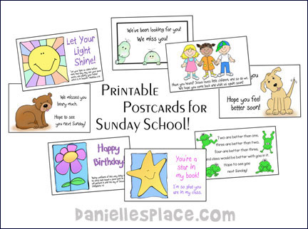 Printable Postcards for Sunday School and Sabbath School from www.daniellesplace.com