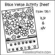 Psalm 136:1 Bible Verse Activity Sheet