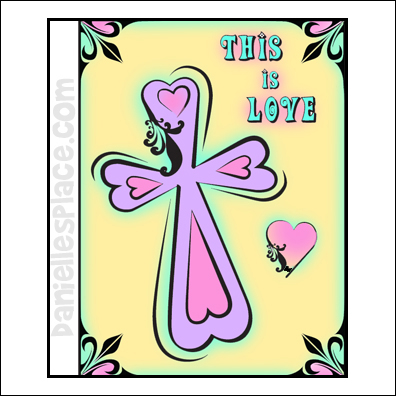 This is Love Cross Bible Coloring Sheet