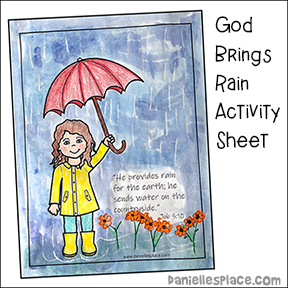 God Brings Rain - Job 4:10 Coloring and Activity Sheet