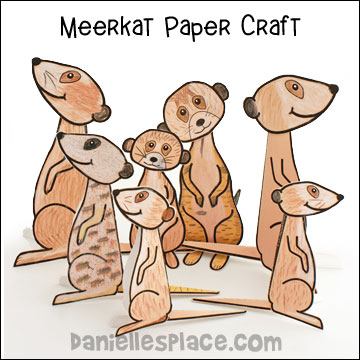 meerkat 3D paper craft for kids, meercat craft www.daniellesplace.com