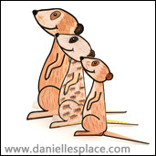 meerkat 3D folded paper craft for kids, meercat craft www.daniellesplace.com