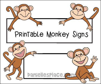 Monkey printable signs for bulletin board displays from www.daniellesplace.com