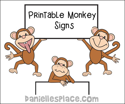 Printable Monkey Signs for Monke Bulletin Board Displays