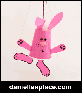 Easter Craft - Dancing Bunny Cup Marionette Craft www.daniellesplace.com