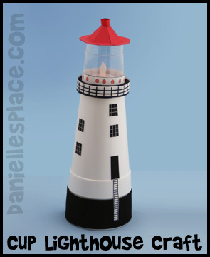 Lighthouse Craft Made with Cups Kids Can Make www.daniellesplace.com