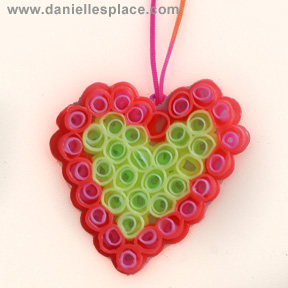 Drinking Straw Perler Bead Heart Pendant www.daniellesplace.com