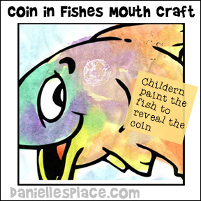 Peter finds a coin in the fishes mouth Bible craft for Sunday school from www.daniellesplace.com