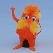 Posable Lorax Cup Craft for kids