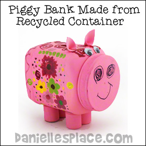 Piggy Bank Made from Recycled Plastic Container Craft for Kids from www.daniellesplace.com