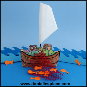 Envelope boat Bible Craft for Sunday school - The Miraculous Catch of 