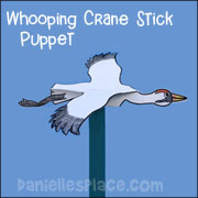 whooping crane stick puppet