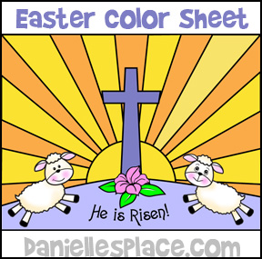 Easter Bible Craft - He is Risen Color Sheet for Sunday School www.daniellesplace.com