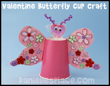 Butterfly Valentine's Day Cup Craft Kids Can Make www.daniellesplace.com