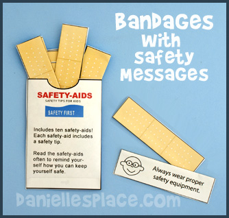Safety-aids Bandages with a Safety Message and Bandage Envelope Kids Can Make www.daniellesplace.com