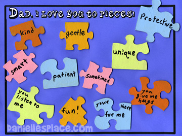 Love You to Pieces Father's Day Puzzle Craft www.daniellesplace.com