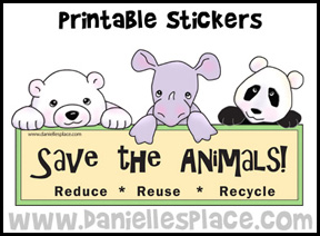 Save the Animals Printable Earth Day Stickers
