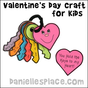 "You Hold the Keys to my Heart" Valentine's Day Craft for Kids from www.daniellesplace.com