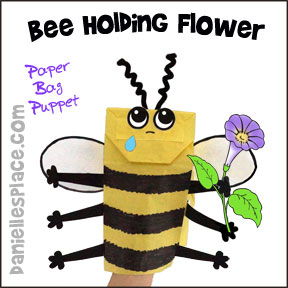 Bee Paper Bag Puppet Craft from www.daniellesplace.com 