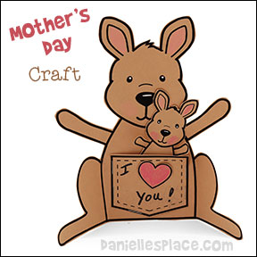 Mother's Day Craft - Kangaroo Mother and Joey Paper Craft from www.daniellesplace.com