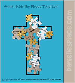 Jesus Holds the Pieces Together! Cross and Puzzle Piece Craft from www.daniellesplace.com
