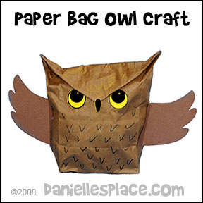 Owl Paper Bag Craft for Children from www.daniellesplace.com